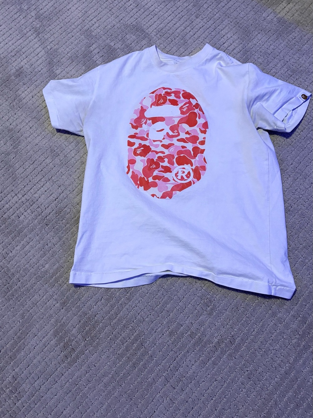 Bape White Tee with Red and Green Logo